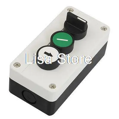 

600V 10A 2 Position Selector Momentary NO Green White Sign Push Button Switch