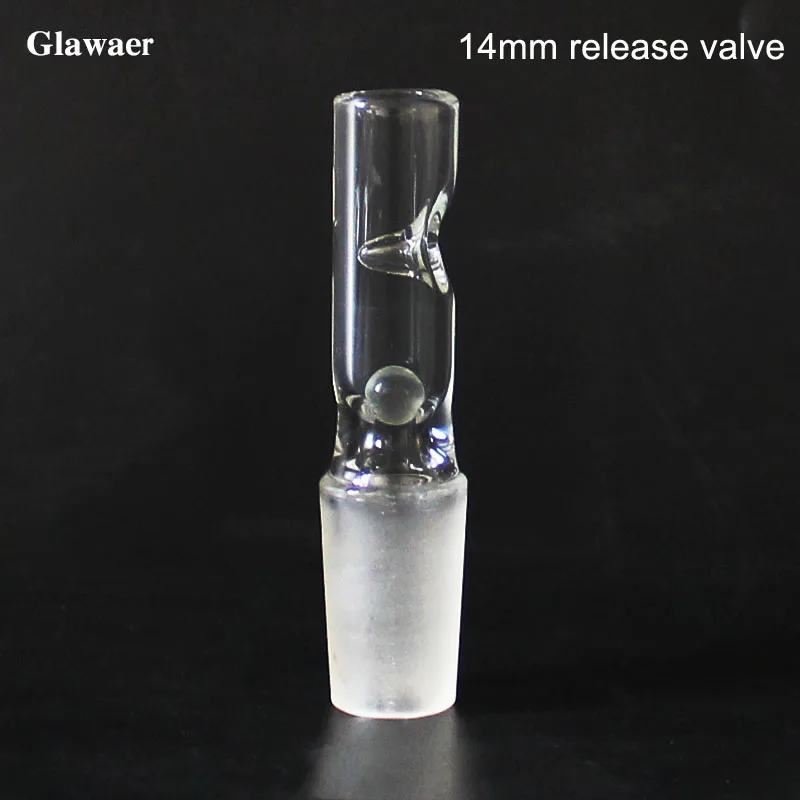 1pcs glass hookah shisha 14mm or 19mm spiral shape contact valve bent type connect valve release vapor hookah accessories