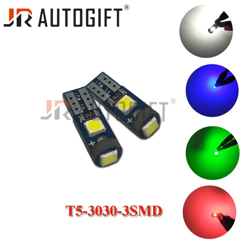 

100PCS 12V/24V car-styling T5 3LED 3030 high lumen W3W 3030 chip white red Car Dash Dashboard LED Instrument Panel Light Bulb