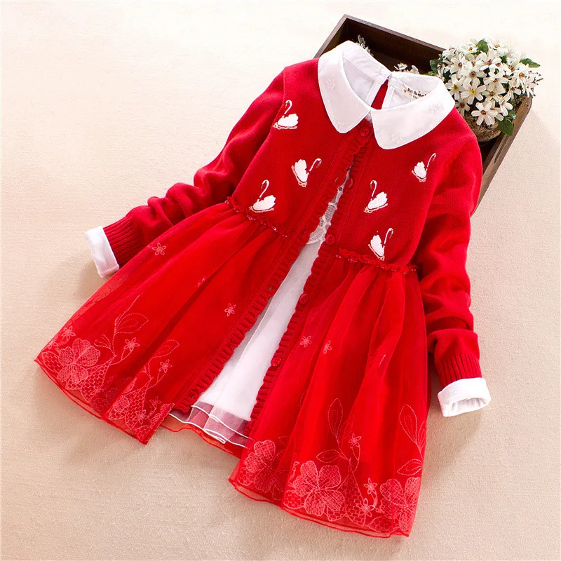 

Kids Outfits Girl Pure Cotton Knit Twist Sweater Girls Spring Autumn Outfits Long Girlymax Swan Embroidered Kids Clothes 2018