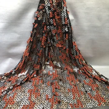 

Hot Selling Nigerian Tulle Lace Fabric With Sequins Embroidered 2019 High Quality African French Net Laces Fabrics 5Yards A2034