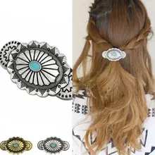 Этническая ретро гравированная Цветочная Геометрическая Весенняя заколка для волос для женщин с искусственным бриллиантом, ювелирное изделие, держатель для конского хвоста, зажим для волос