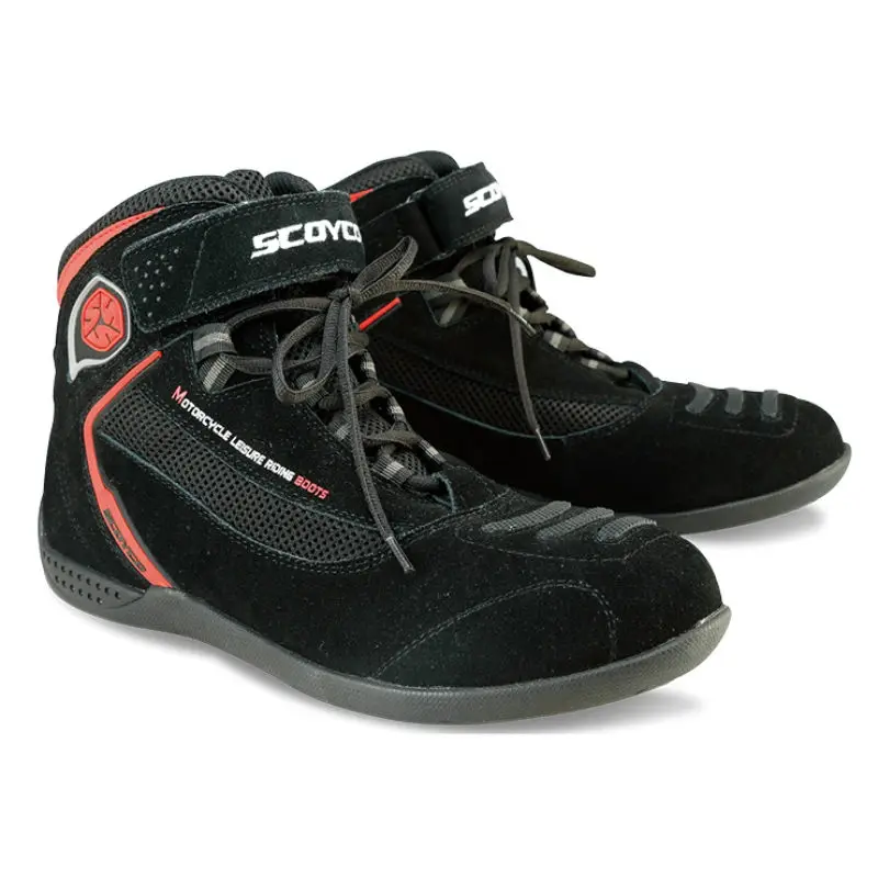 

Protective Gears SCOYCO MBT001 Short racing shoes motorcycle boots moto professional leather botas Motorbike ATV race Men Women