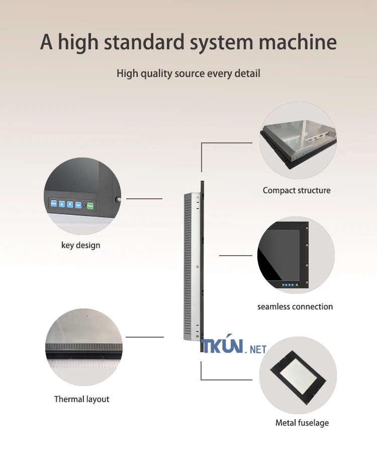 TKUN алюминиевая панель стоечный промышленного high-end 15-дюймовый сенсорный экран монитор TK1500