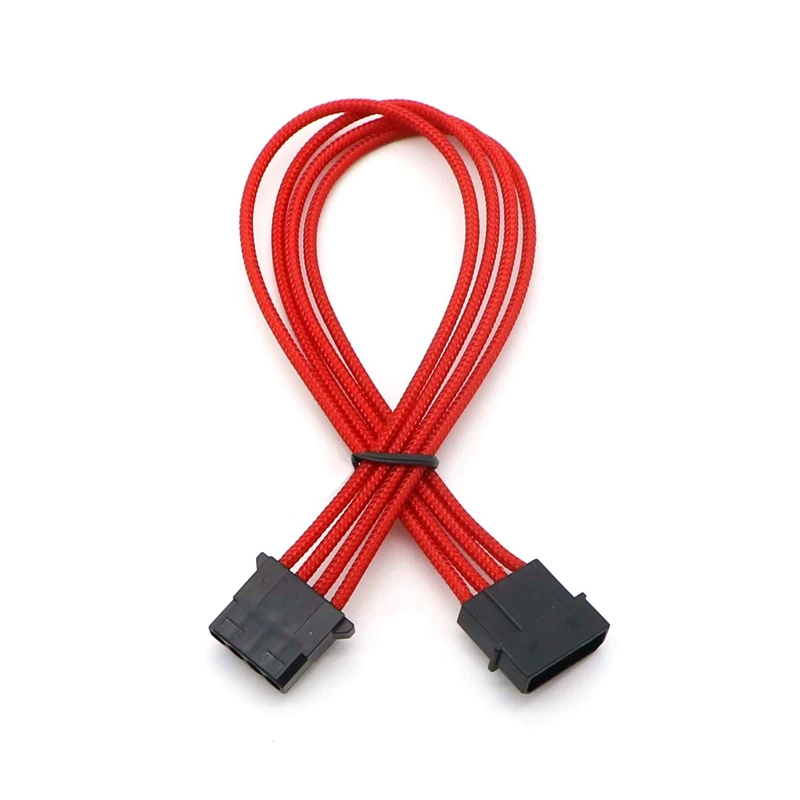 Удлинительный кабель питания разных цветов с одним рукавом IDE Molex 4Pin штекер