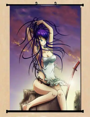 Высокая школа мертвых Saeko Сексуальная аниме девушка Искусство Шелковый плакат