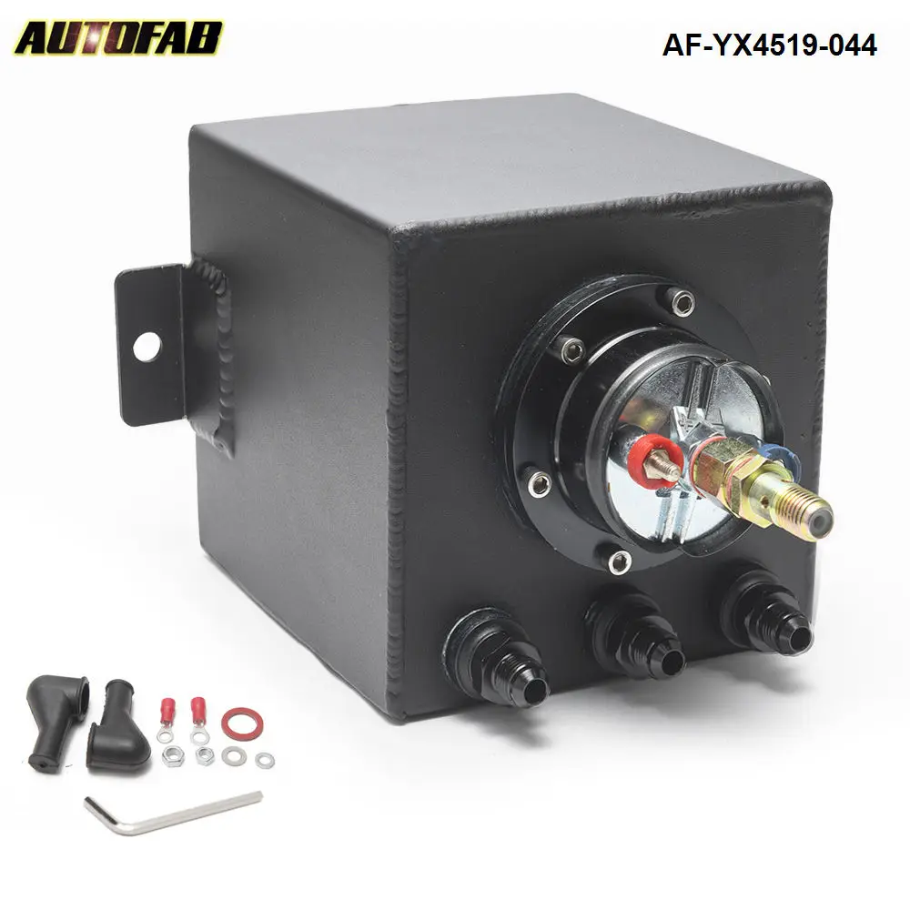 2L Silver Billet Aluminum Fuel Surge Tank +1PC High Quality External 044 Fuel Pump AF-YX4519-044
