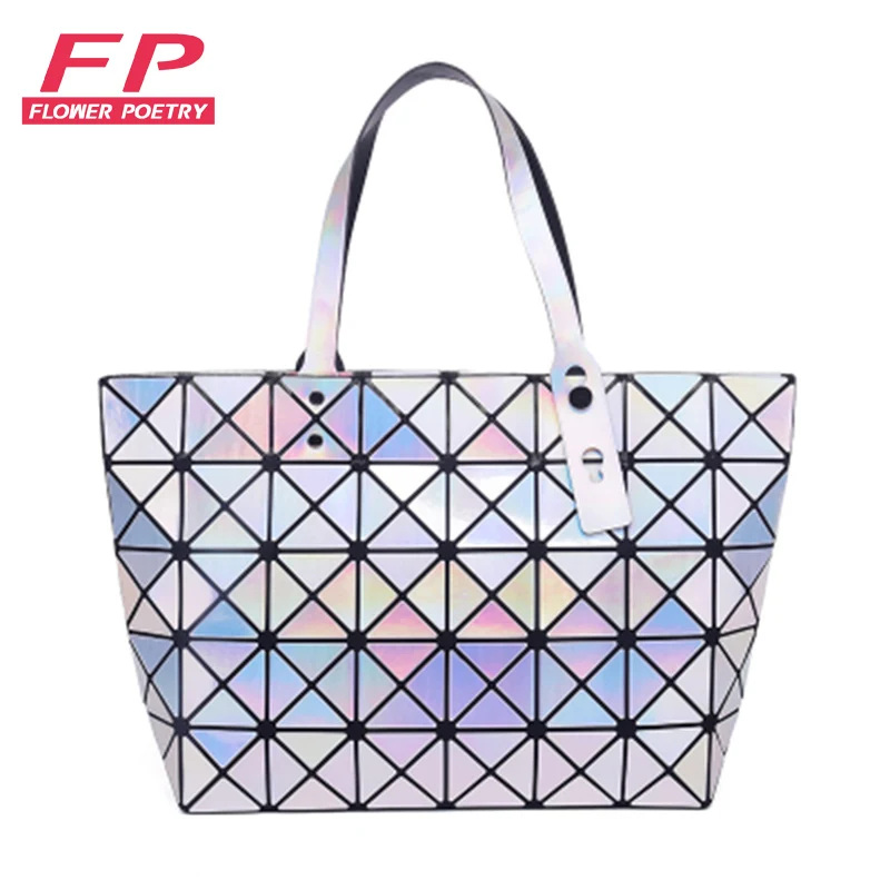

2018 Fashion Women Messenger Bags Women Geometric Shoulder Bag Totes Casual Female Folding Handbags Bao Hologram Purses Mochila