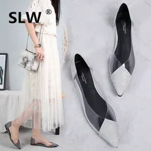 Модные водонепроницаемые Мокасины на шнуровке; шикарные слипоны с острым носком; женская обувь из искусственной кожи с закрытым носком; расшитая блестками ткань; повседневная обувь из прозрачной резины