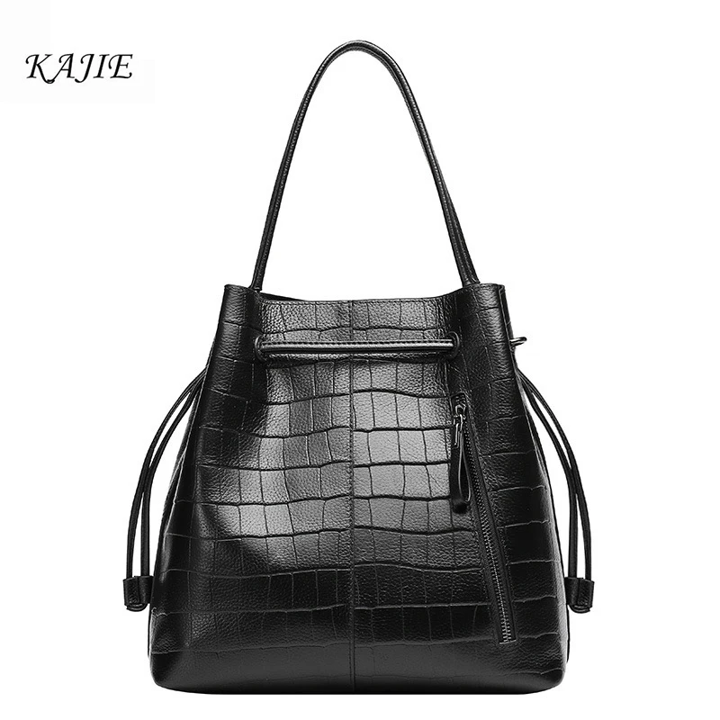 

Kajie Bolsa Feminina Woman Crocodile Pattern Shoulder Bag Ladies Fashion Black Bolsos Luxury Handbags Women Bags Designer Tote