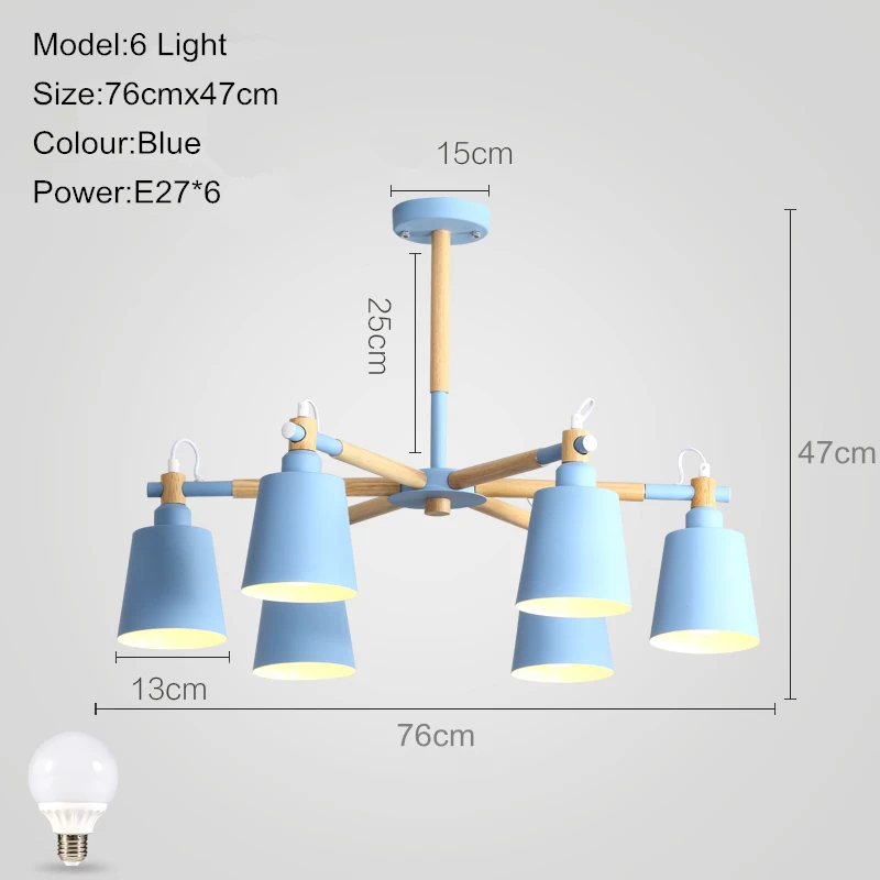 Современная светодиодная Люстра для кухни, столовой, гостиной, подвесной светильник, Висячие розовые, синие люстры для спальни, светильники - Цвет абажура: Blue 6 light