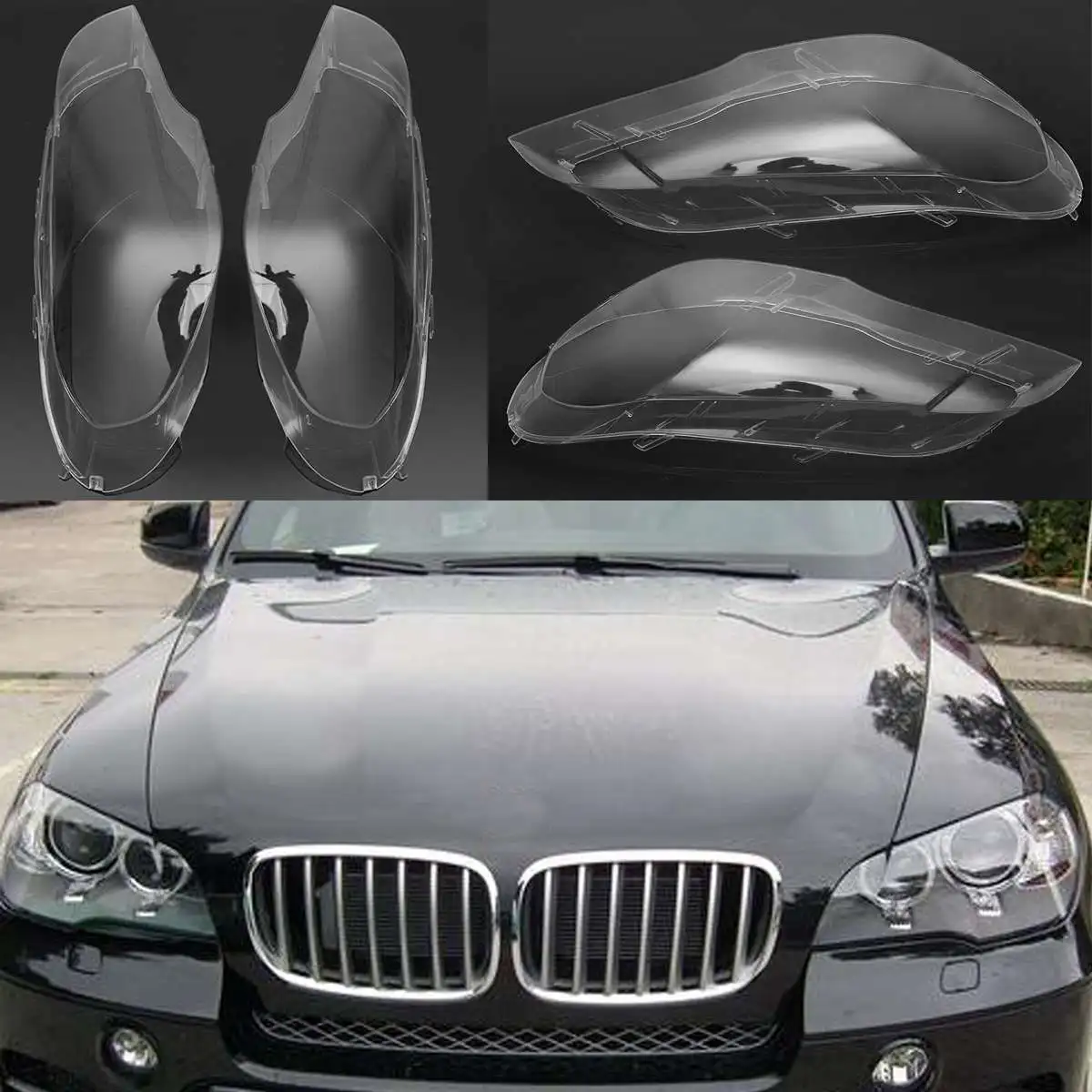 

Front Headlight Lens Covers For BMW X5 E70 07-12 Automobile Left & Right HeadLight Lamp Shell Case Clear Headlamp Plastic