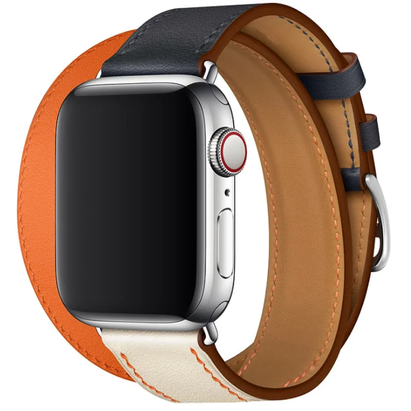 

For Apple Series 4 Watchbands Genuine Leather Double Tour Wrist Strap Colorful Bracelet For Apple Watch 1 2 3 Band 38-42-40-42mm