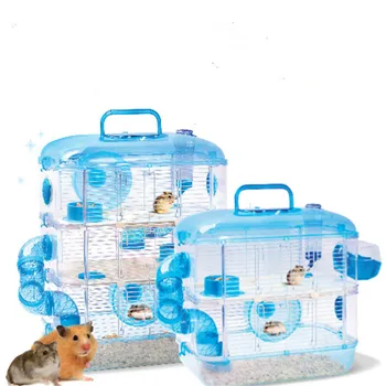 

Pet Guinea Pig Hamster Cage Crystal 3 storey Castle Accessories to Transport Practical Travel Hamster Cage Hamster Cage Package
