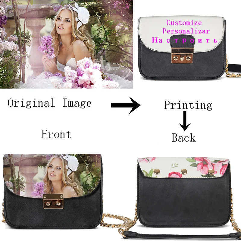 

VEEVANV Customized Your Image Name Logo Small Chain Bags Women Fashion Cool Soft Leather Sling Bags Shoulder Bags Crossbody Bags