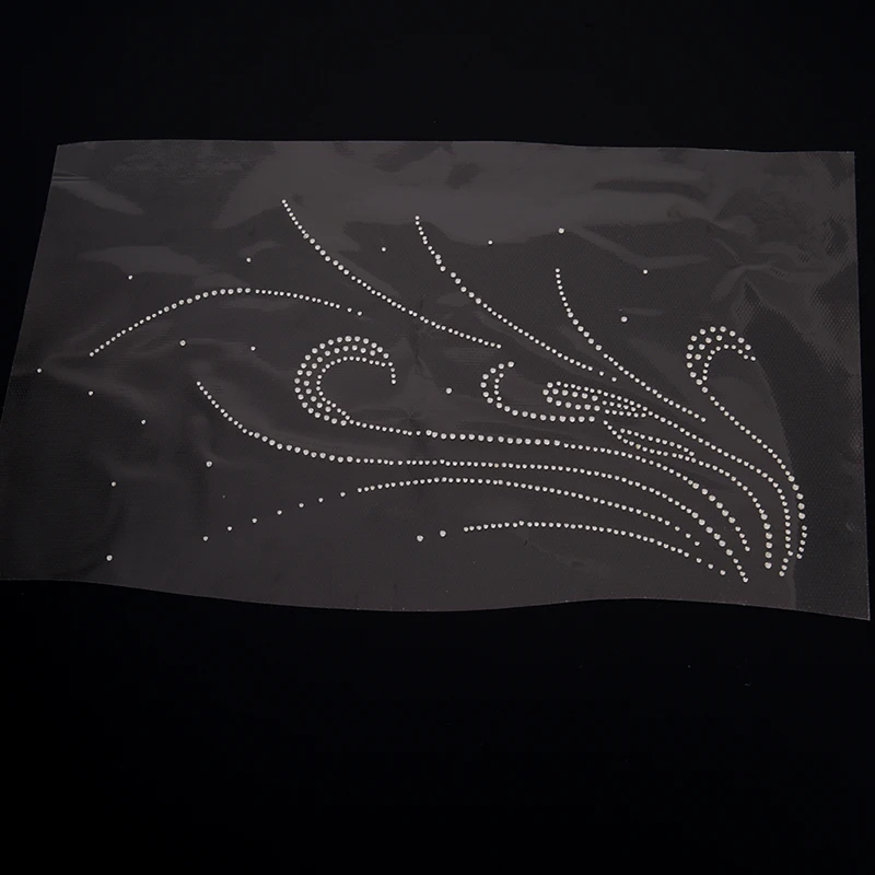 Fix Rhinestones Crystal Pearl Sequined Heat Feather Motif Transfer