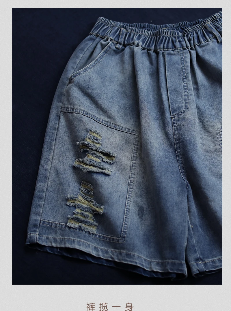 Summer Trend loose hole,jeans wide leg pants wide-legged jeans plus size jeans ripped jeans for women wide waist A0B2Z40