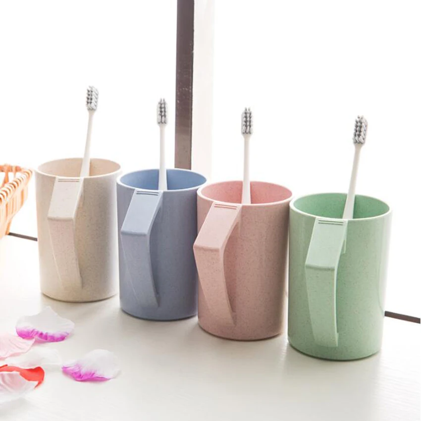 Nordic Plastic Tea Cups with handle Eco Friendly Wheat Straw Cup Coffee