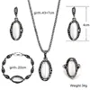 4pcs  Vintage Opal Stone Jewelry Set Fashion Pendant Necklace Set Antique Jewelry Party Costume Bridal Jewelry Sets ► Photo 3/6