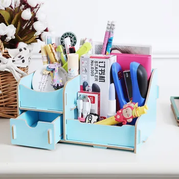 

Wooden Storage Box For Jewelry Organizer For Cosmetics Cute Office Pen Box Container Desktop Storage Assembly