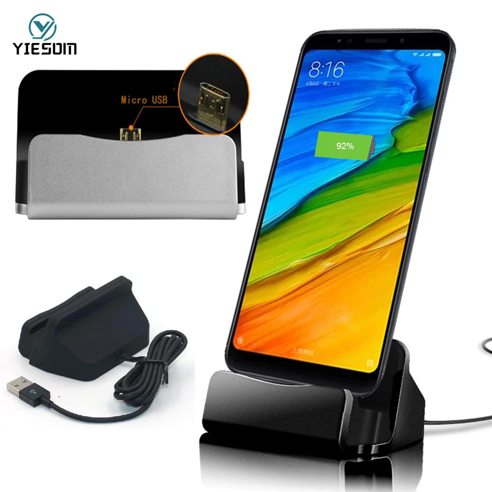 

2IN1 Sync Data Charging Dock For Android Micro USB Station Desktop Cradle Stand Docking Charger For Xiaomi Redmi 5 Note 5 Pro 5A