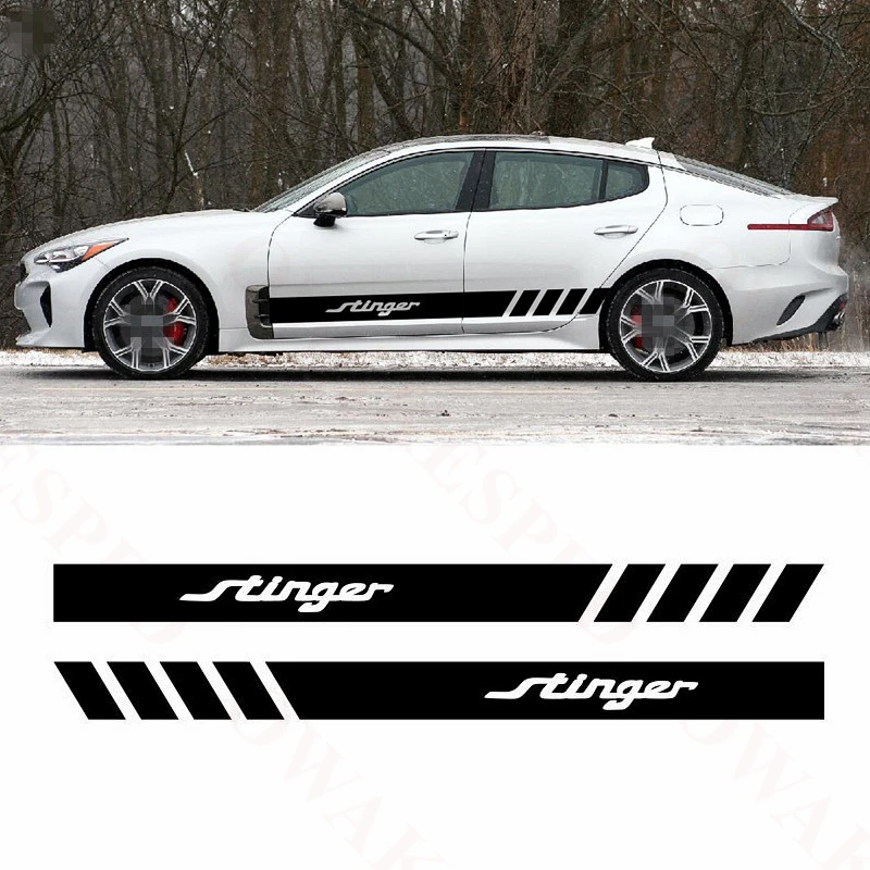 

Both Side Car Door Skirt Sticker For KIA Stinger GT 2011-2018 Racing Lattice Stripes Auto Body Customized Vinyl Decal