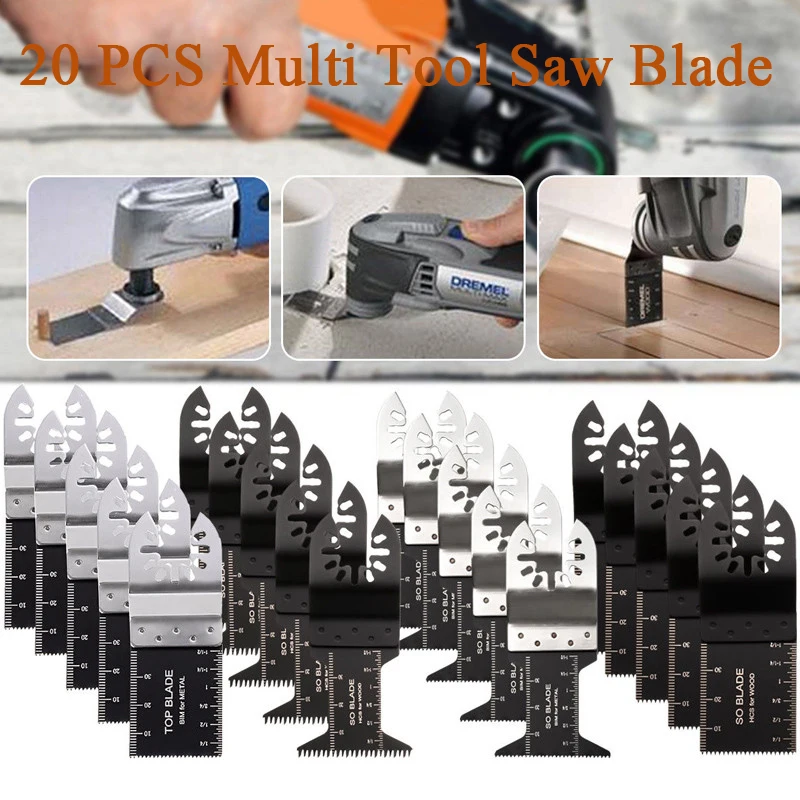 20X Oscillating Saw Blades Kit Wood Metal Cutting Universal Saw Blade Multi Tool 