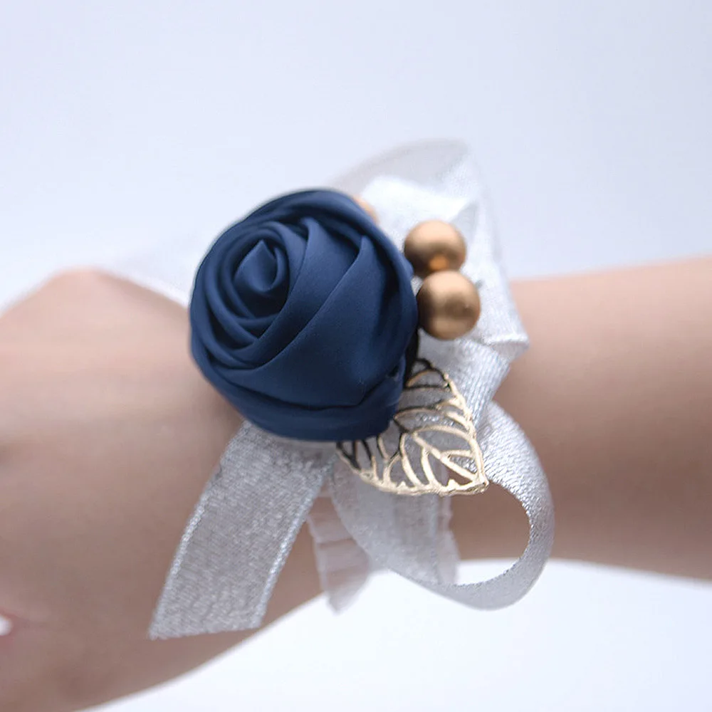 10cm Artificial Bride Bridesmaid Cloth Wrist Flowers Beaded Leaf Wrist Flower Cloth Hand Flowers Bridal Prom Accessories New 10cm Artificial Bride Bridesmaid Cloth Wrist Flowers Beaded Leaf Wrist Flower Cloth Hand Flowers Bridal Prom Accessories New