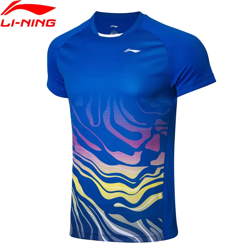 Li-Ning мужские футболки для соревнований по бадминтону обычные дышащие спортивные