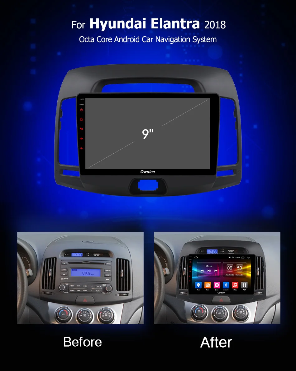 Clearance Ownice Android 9.0 360 Panorama Optical K3 K5 K6 Car DVD player for Hyundai Elantra 2007 - 2011 GPS Navi Radio 8 Core 4G LTE DSP 1