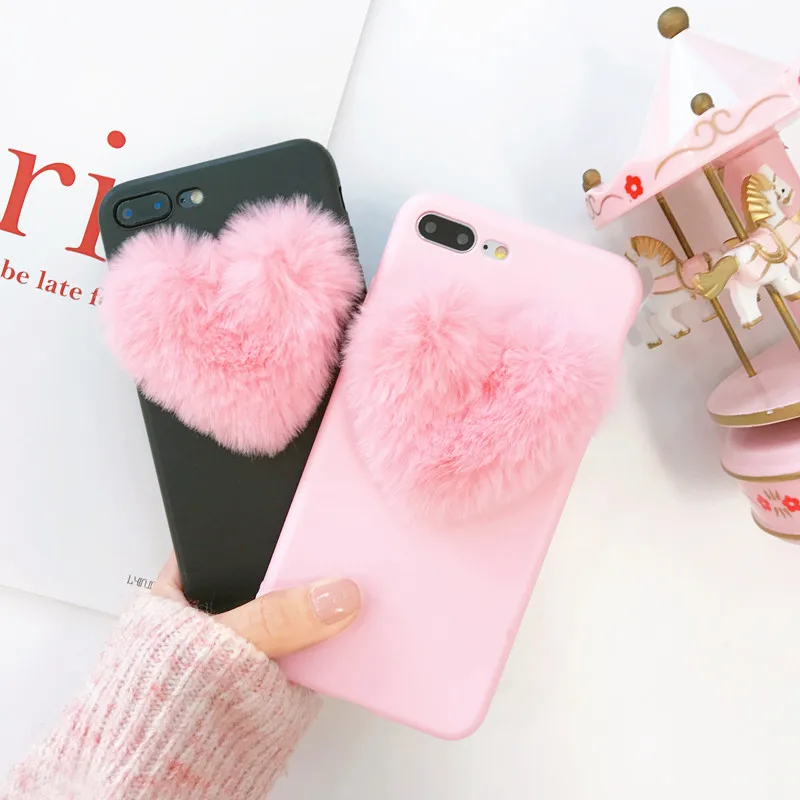 

3D Soft Phone Case for iPhone X XR XS MAX 6 7 8 5S plus Korea Cute Heart cover for Samsung Galaxy S9 S6 S7 Edge S8 9 Note 8 Capa