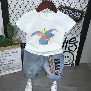 

Baby Infant Clothing Set Summer Cotton Cartoon Boys Children Clothes Set Sport Kid Suits boy t-shirts + shorts jeans 2PCS