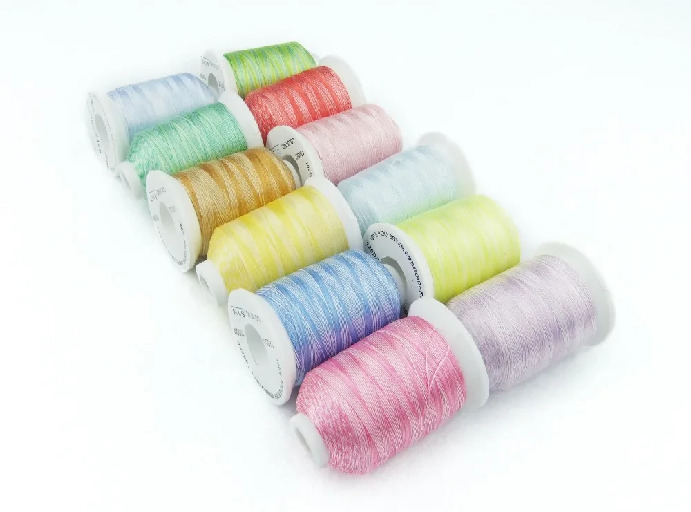 Simthread 12 Variegated colors machine Embroidery thread 1100 Yds each as  sewing quilting overlocking piecing tatting thread - AliExpress