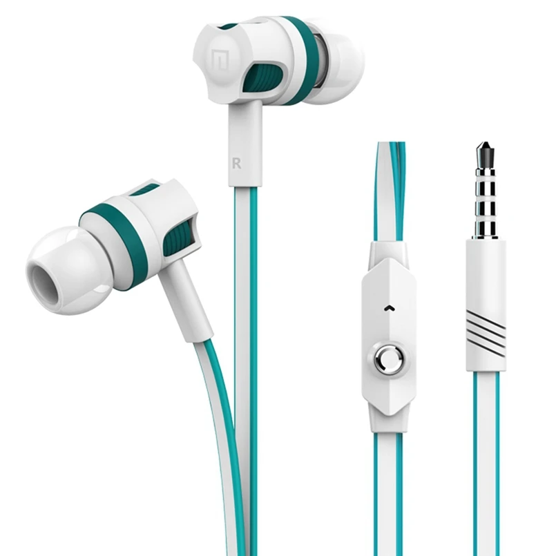 Icoque Wired In Ear Earphone 3.5mm Hifi Music Stereo Sound Super Bass Earbuds with Mic for iPhone 6 5 Xiaomi Flat Cord Heaphones (8)