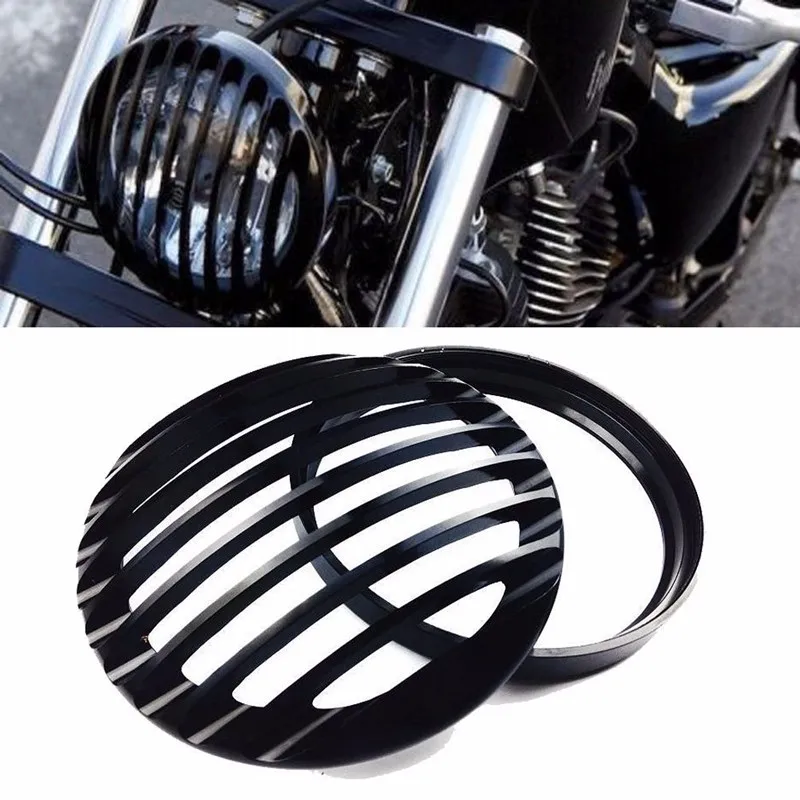 Black Aluminum Headlight Grill Cover For 2004-2014 Harley Sportster XL 883 1200