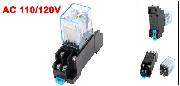 AC 110/120V Coil Voltage 8 Pin DPDT Electromagnetic Power Relay w Socket Base