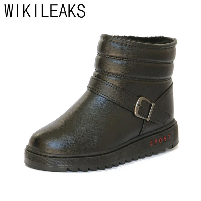 

Wikileaks Plus Size 40~44 Warmest Snow Boots Ankle Boots For Men Russian Style Black PU Handmade High Quality Winter Shoes
