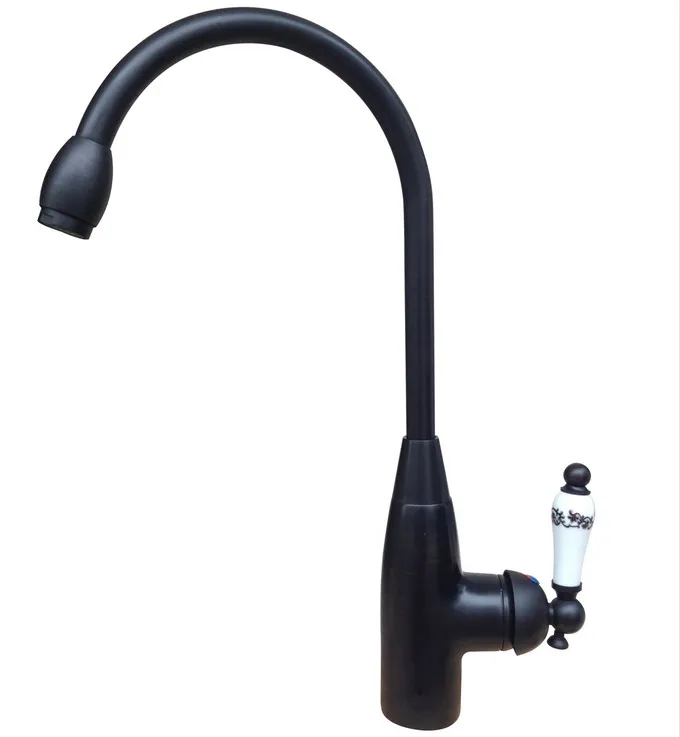 Black Oil Rubbed Brass Single Handle Swivel Spout Kitchen Sink Faucet  Cold & Hot Mixer Tap asf109