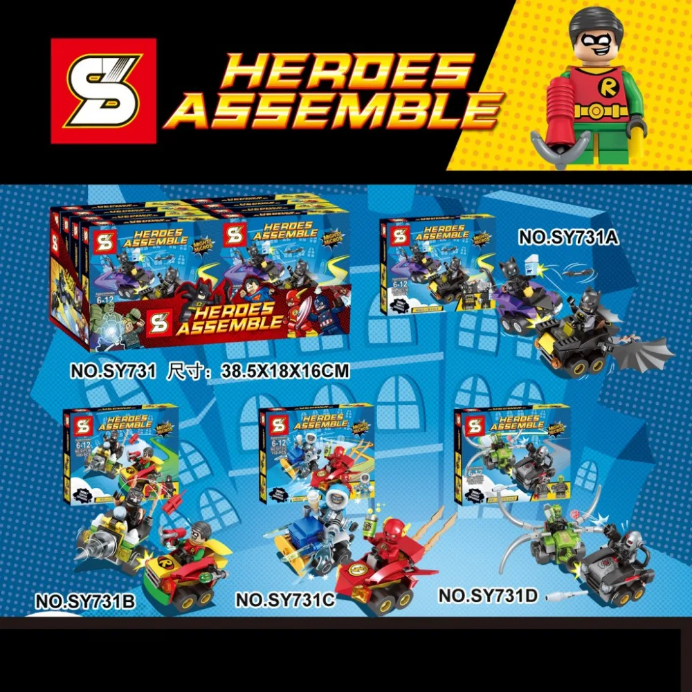 

NEW 4pcs/lot SY731 DC Super Heroes Assembly Batman/Falsh/Robin Minifiguras Building Block Bricks Toys Action Figura baby toys