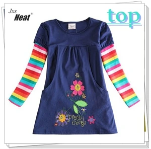 NEAT/весенне-осеннее платье для девочек г. Детская одежда Повседневное платье с длинными рукавами и карманами и вышивкой для девочек AL6498-2