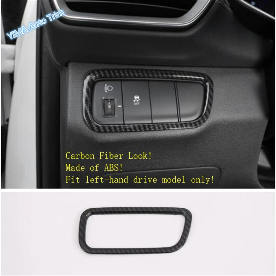 

Lapetus Auto Styling Front Head Lights Lamp Switch Button Frame Cover Trim 1 Pcs Fit For Hyundai Santa Fe 2019 Carbon Fiber Look