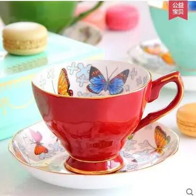 Британский Королевский Костяной фарфор 170 мл модная керамическая кофейная чашка набор Бабочка Дизайн aftern для подарка - Цвет: C style