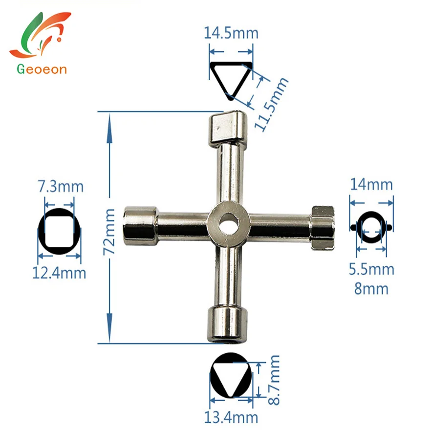 Geoeon Универсальный крестовой ключ многофункциональный 4 способа у-образный ключ сантехник ключи для электрический счетчик газа шкафы негерметичные радиаторы A47 - Цвет: B