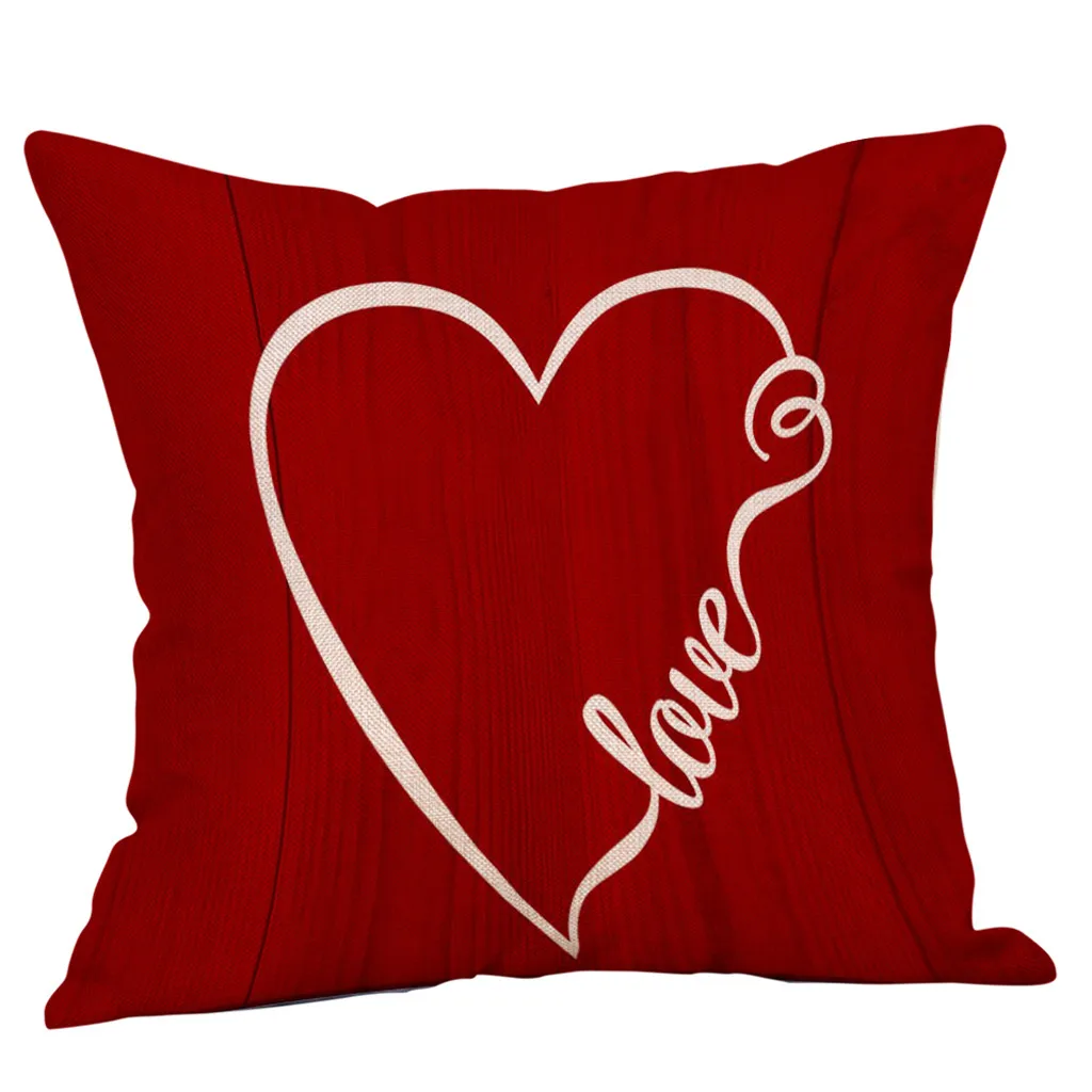 4PCS RED Happy Valentine Pillowcase Decorative Body Pillow Case Plain