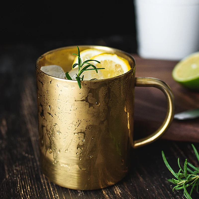 2018 New Double Wall Stainless Steel Mug 450ml Large Beer Tumbler Fashion Gold Milk Coffee Tea Mug Cafe Cool Metal Beverage Drinking Cup (9)