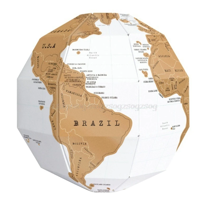 DIY царапинам Глобус 3D стерео сборки глобус Карта мира путешествия детская игрушка подарок O25 челнока