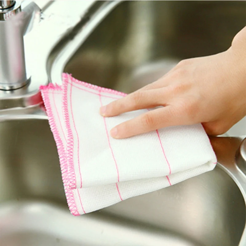 

5Pcs/Lot Microfiber Kitchen Cleaning Rag Scouring Pad for Towel Bathroom Dish Cloth Rags