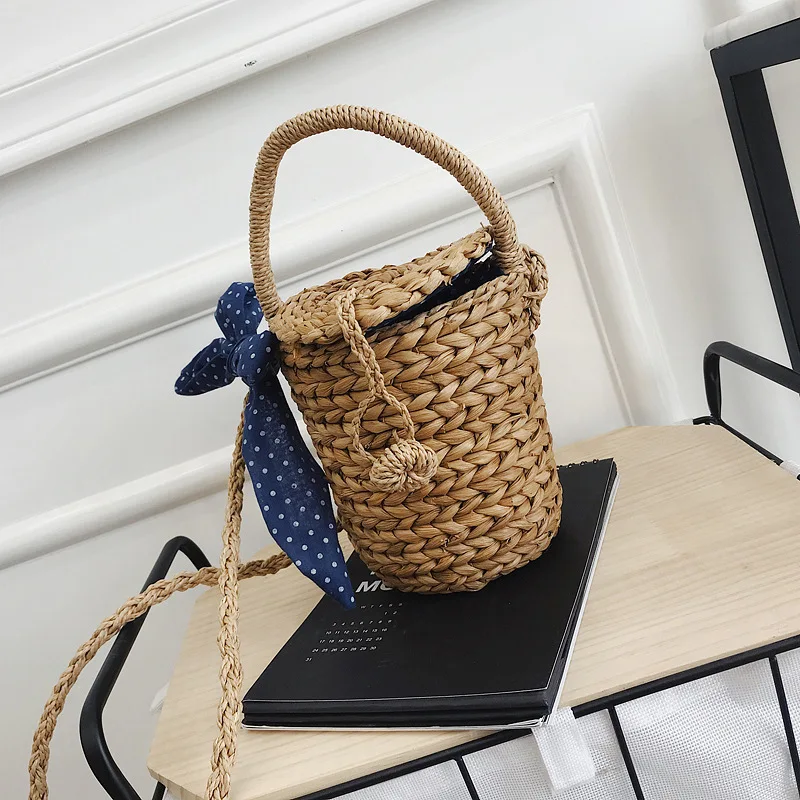 

Female Straw Beach Bag Crossbody Tote Bag Women 2019 Summer Wicker Designer Handbags Ladies Scarve Shoulder Messenger Bag Sac A