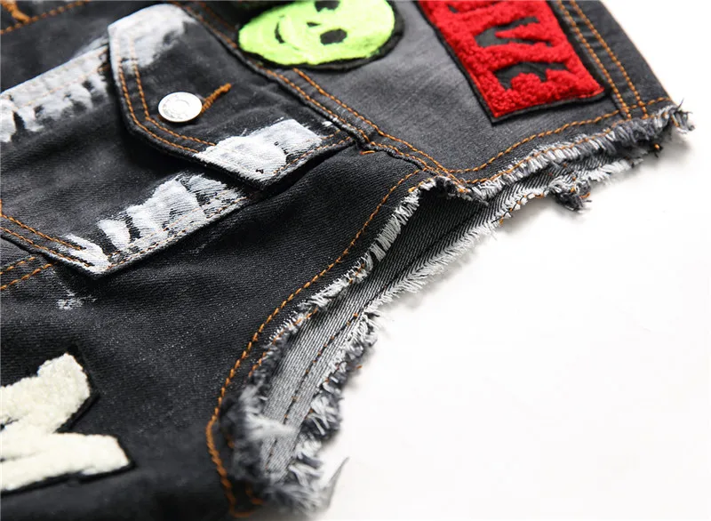 KIMSERE Для мужчин марка NEW FASHION Hi Street в стиле хип хоп рок джинсовые жилеты с