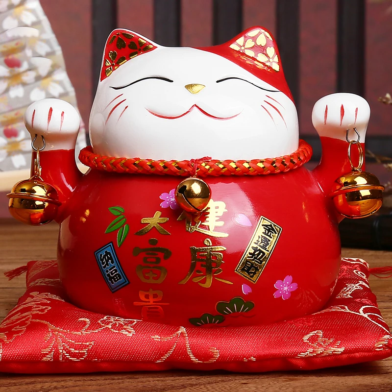 4,5 дюймов Maneki Neko фарфор Lucky Cat домашний декор украшения Фортуна кошка копилка фэншуй ремесло 6 цветов